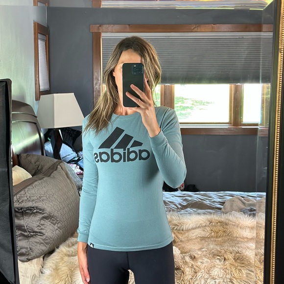 adidas Tops - Adidas Long Sleeve Crew Neck Logo Top, XS